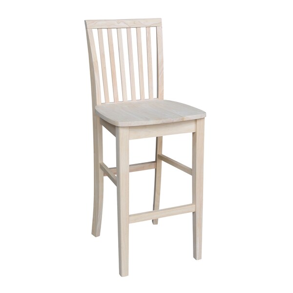 International Concepts Mission Bar Height Stool, 30" Seat Height, Unfinished - 265-30