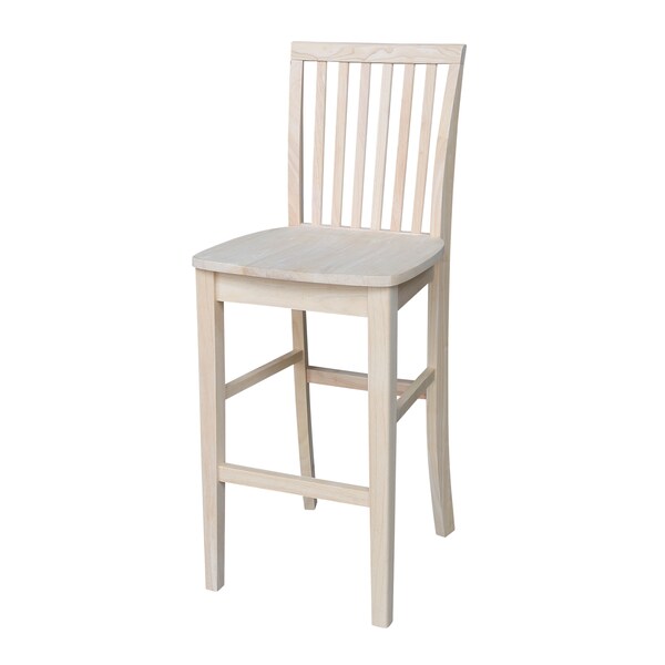 International Concepts Mission Bar Height Stool, 30" Seat Height, Unfinished - 265-30