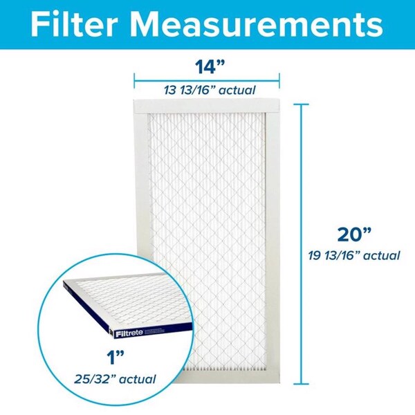 3M Filtrete 14 in. W X 20 in. H X 1 in. D Polypropylene 13 MERV Pleated Allergen Air Filter 1 pk - EA05DC-6