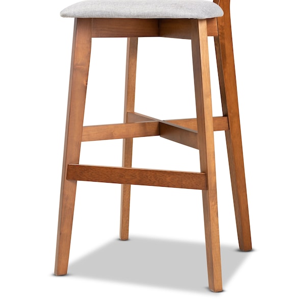 Baxton Studio Cameron Modern Grey Fabric and Walnut Brown Finished Wood 2-PC Bar Stool Set - 176-11016-ZORO
