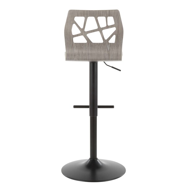 Lumisource Folia Adjustable Swivel Barstool in Light Grey Wood, Light Grey Fabric - BS-FL LGY+LGY