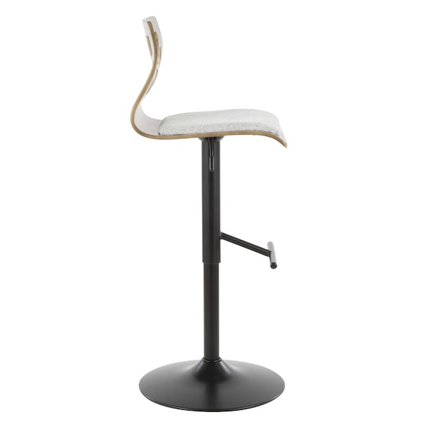 Lumisource Folia Adjustable Swivel Barstool in Light Grey Wood, Light Grey Fabric - BS-FL LGY+LGY