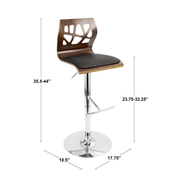Lumisource Folia Adjustable Swivel Barstool in Light Grey Wood, Light Grey Fabric - BS-FL LGY+LGY