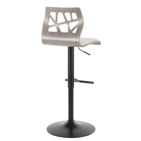 Lumisource Folia Adjustable Swivel Barstool in Light Grey Wood, Light Grey Fabric - BS-FL LGY+LGY