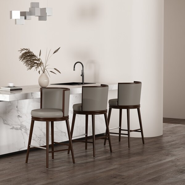 Manhattan Comfort Evalyn Barstool in Taupe - Set of 3 - 3-BS024-TP