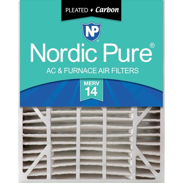 Nordic Pure 20x25x6 Plus Carbon Pleated Air Filter, High Capacity, MERV 14 - 20X25X6ASGM14+C-1