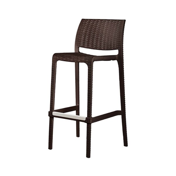 Lagoon Rue Resin Stackable Bar Stool Rattan Style with Aluminum Footrest, 2PK - 7036N3-BSLGS
