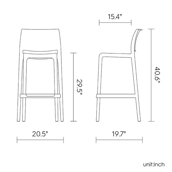 Lagoon Rue Resin Stackable Bar Stool Rattan Style with Aluminum Footrest, 2PK - 7036N3-BSLGS