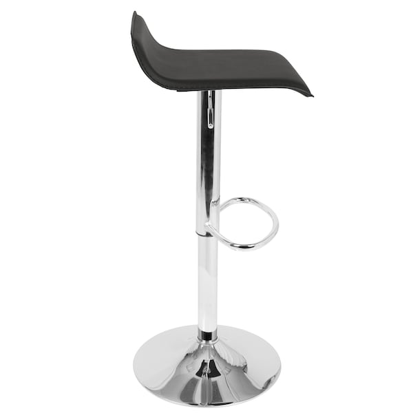 Lumisource Ale Adjustable Swivel Barstool in Black PU Leather, PK 2 - BS-ALE BK2