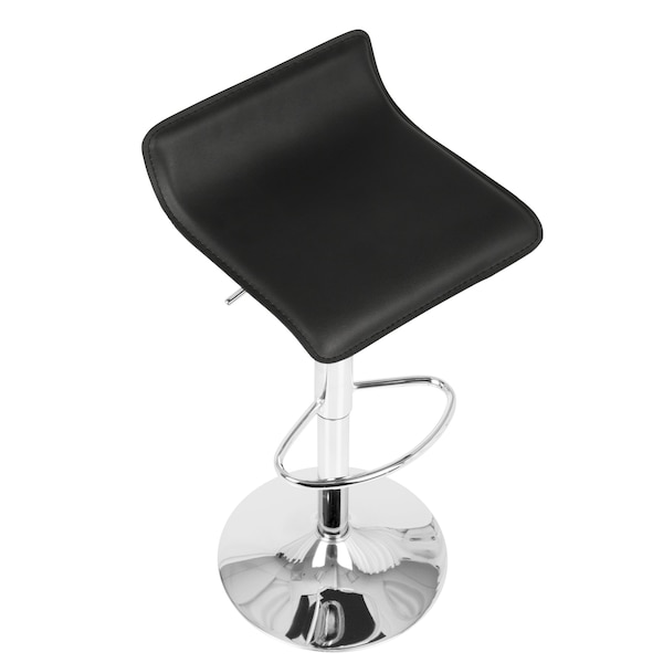 Lumisource Ale Adjustable Swivel Barstool in Black PU Leather, PK 2 - BS-ALE BK2