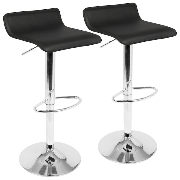 Lumisource Ale Adjustable Swivel Barstool in Black PU Leather, PK 2 - BS-ALE BK2