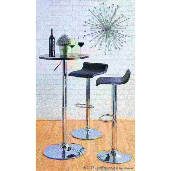 Lumisource Ale Adjustable Swivel Barstool in Black PU Leather, PK 2 - BS-ALE BK2