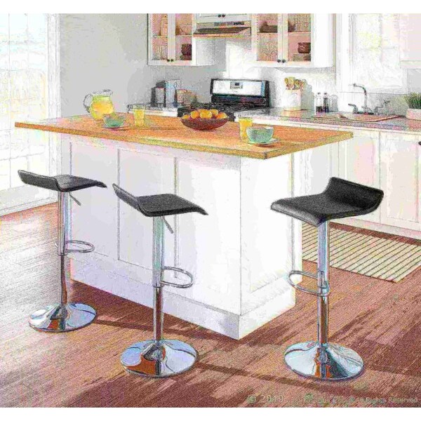 Lumisource Ale Adjustable Swivel Barstool in Black PU Leather, PK 2 - BS-ALE BK2
