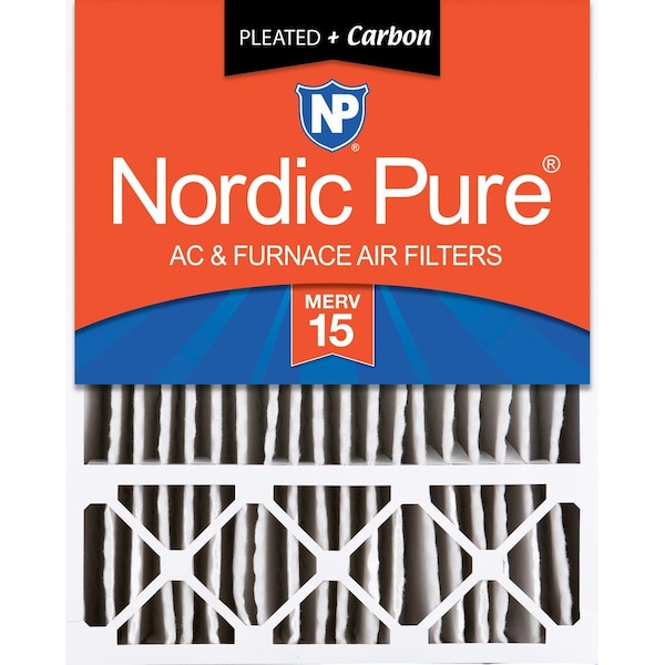 Nordic Pure 20x25x5 Plus Carbon Pleated Air Filter, High Capacity, MERV 15 - 20X25X5HM15+C-1