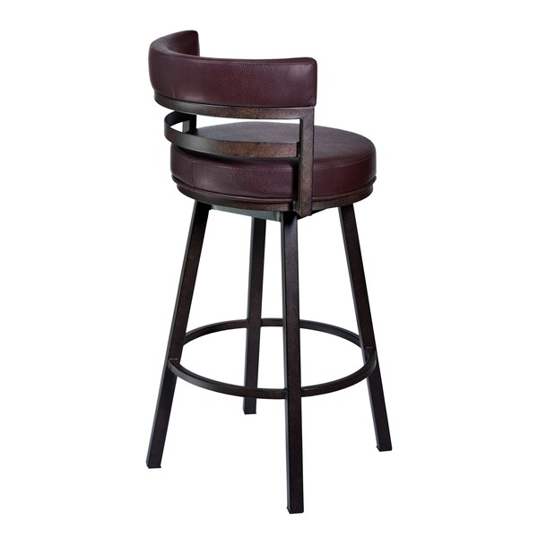 Armen Living Titana 26" Barstool in Auburn Bay finish with Brown Pu upholstery - 721535746842