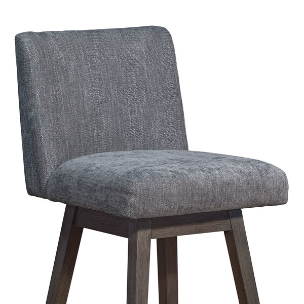 Armen Living Basila Swivel Bar Stool in Gray Oak Wood Finish with Gray Fabric - 840254332249