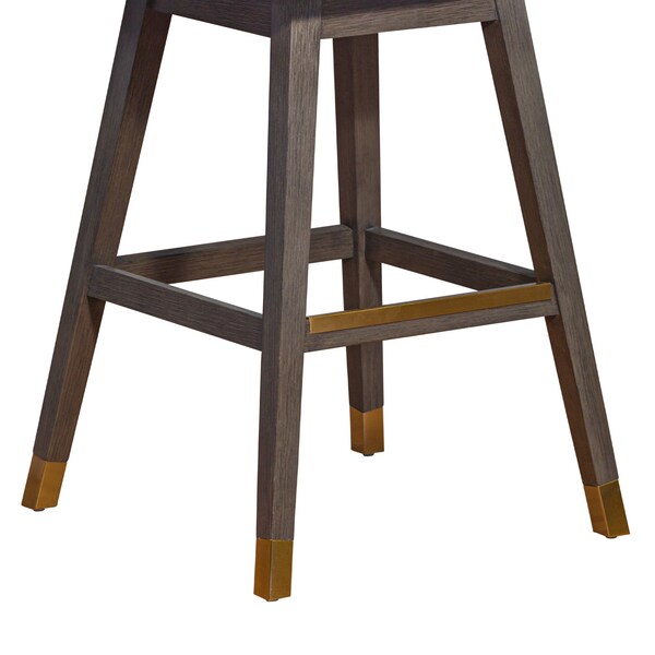 Armen Living Basila Swivel Bar Stool in Gray Oak Wood Finish with Gray Fabric - 840254332249