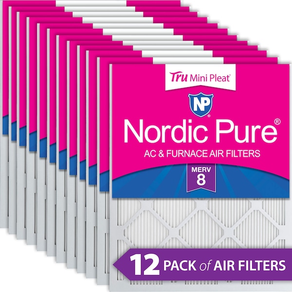 Nordic Pure 18x24x1 Tru Mini Pleat Pleated Air Filter, High Capacity, Electrostatically Charged Synthetic Media - 18X24X1M8MINIPLEAT-12