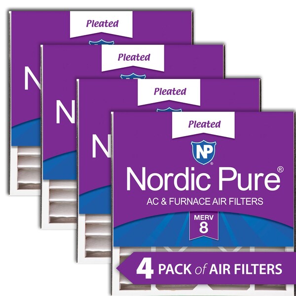 Nordic Pure 20x20x5 Pleated Air Filter, High Capacity, Electrostatically Charged Synthetic Media, MERV 8, 4 PK - 20X20X5ABM8-4