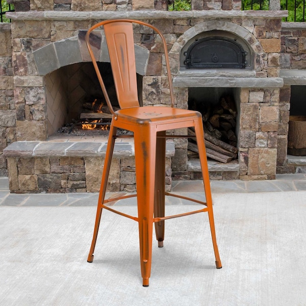 Flash Furniture Distressed Orange Metal Stool, PK4 - 4-ET-3534-30-OR-GG