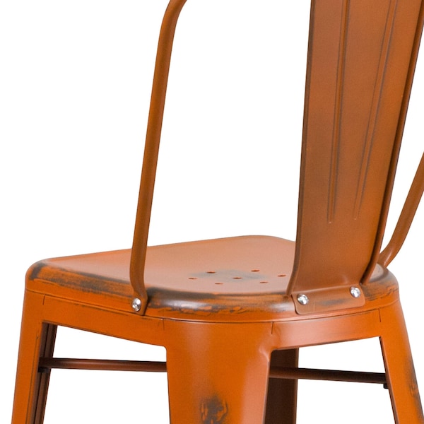 Flash Furniture Distressed Orange Metal Stool, PK4 - 4-ET-3534-30-OR-GG