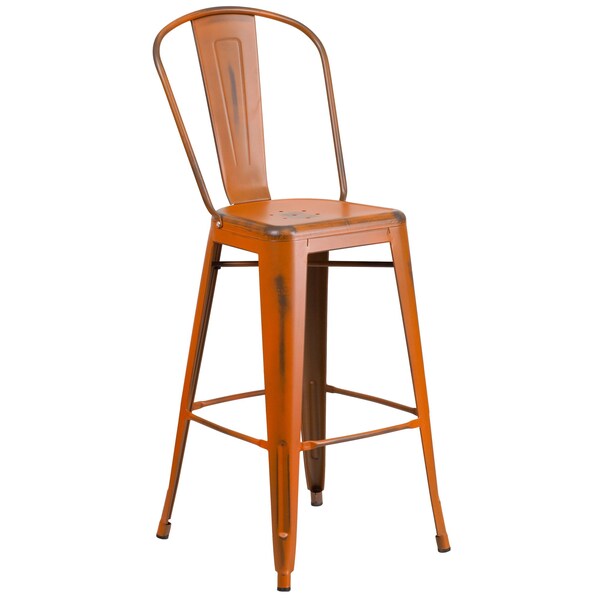 Flash Furniture Distressed Orange Metal Stool, PK4 - 4-ET-3534-30-OR-GG