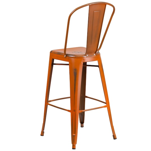 Flash Furniture Distressed Orange Metal Stool, PK4 - 4-ET-3534-30-OR-GG