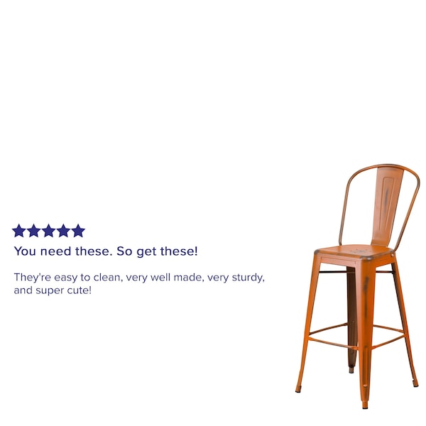 Flash Furniture Distressed Orange Metal Stool, PK4 - 4-ET-3534-30-OR-GG