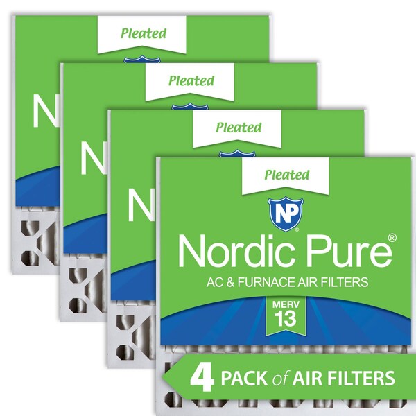 Nordic Pure 20x20x5 Pleated Air Filter, High Capacity, Electrostatically Charged Synthetic Media, MERV 13, 4 PK - 20X20X5HM13-4
