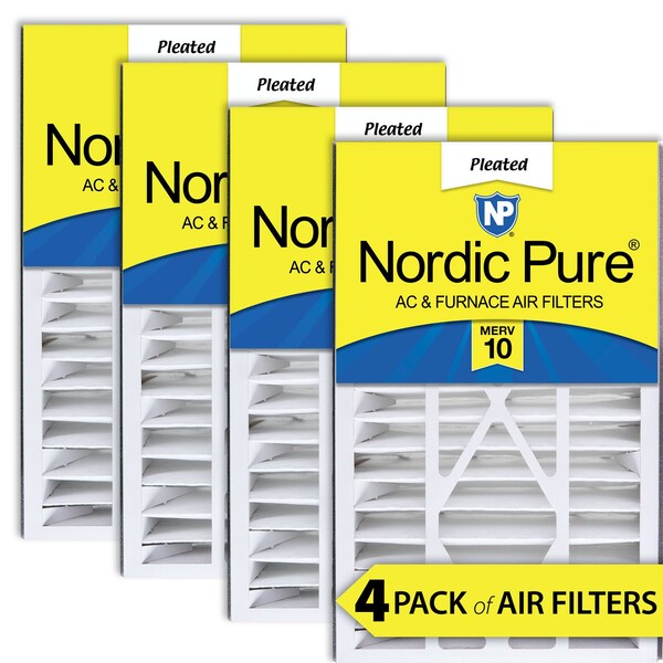 Nordic Pure 16x25x5 Pleated Air Filter, High Capacity, Electrostatically Charged Synthetic Media, MERV 10, 4 PK - 16X25X5ABM10-4