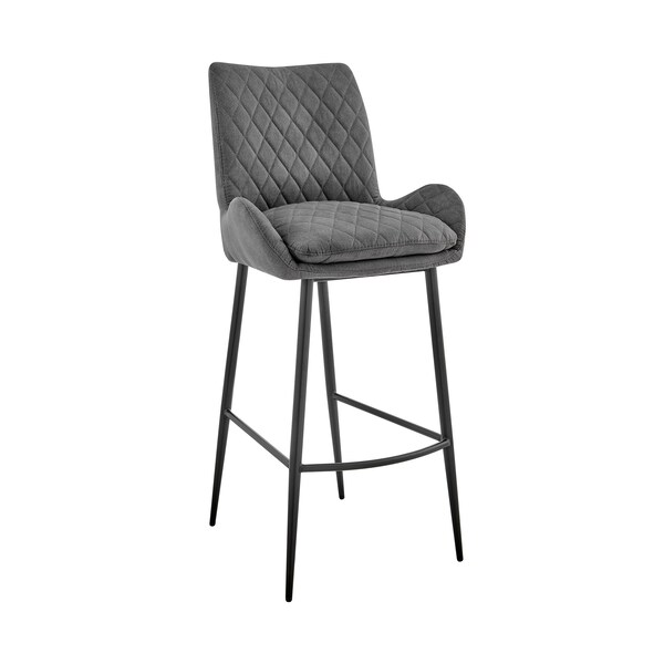Armen Living Panama 30" Bar Height Bar Stool in Charcoal Fabric and Black Finish - LCPMBACH30