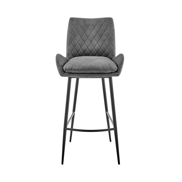 Armen Living Panama 30" Bar Height Bar Stool in Charcoal Fabric and Black Finish - LCPMBACH30