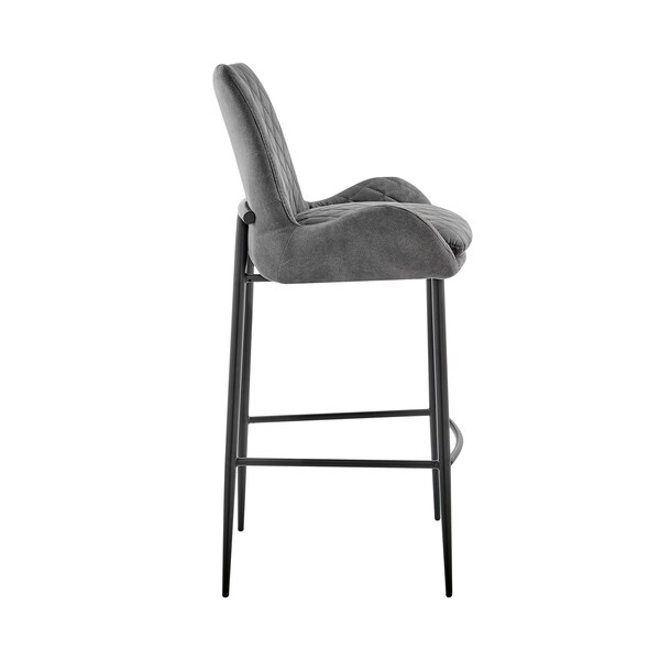 Armen Living Panama 30" Bar Height Bar Stool in Charcoal Fabric and Black Finish - LCPMBACH30