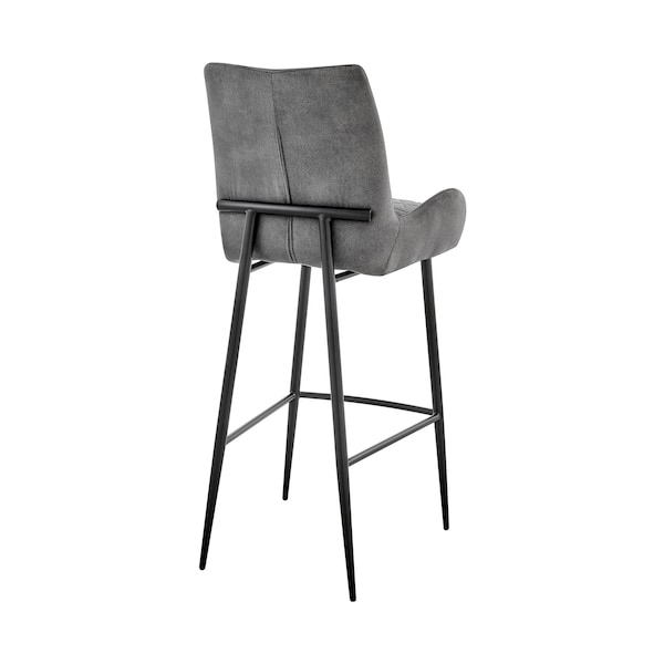 Armen Living Panama 30" Bar Height Bar Stool in Charcoal Fabric and Black Finish - LCPMBACH30