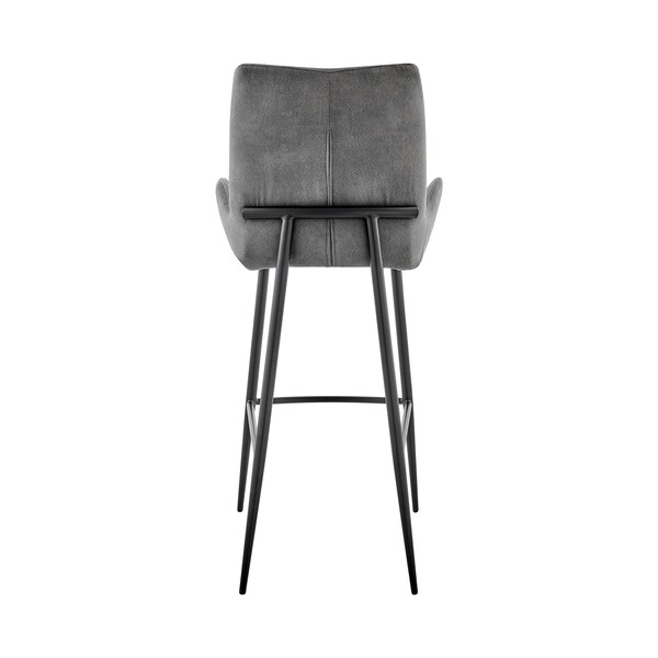 Armen Living Panama 30" Bar Height Bar Stool in Charcoal Fabric and Black Finish - LCPMBACH30