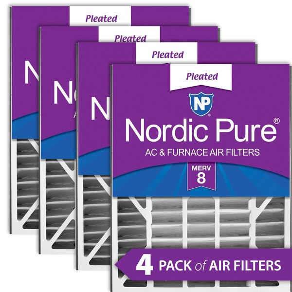 Nordic Pure 20x25x5 Pleated Air Filter, High Capacity, Electrostatically Charged Synthetic Media, MERV 8, 4 PK - 20X25X5ABM8-4