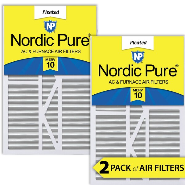 Nordic Pure 16x25x5 Pleated Air Filter, High Capacity, Electrostatically Charged Synthetic Media, MERV 10, 2 PK - 16X25X5_1/4GCAM10-2