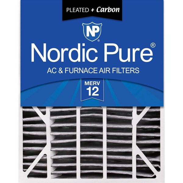 Nordic Pure 20x25x6 Plus Carbon Pleated Air Filter, High Capacity, MERV 12 - 20X25X6ASGPM12C-1