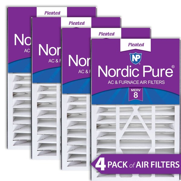 Nordic Pure 16x25x5 Pleated Air Filter, High Capacity, Electrostatically Charged Synthetic Media, MERV 8, 4 PK - 16X25X5ABM8-4