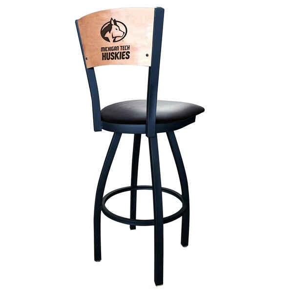 Holland Bar Stool Co 30" Blk Wrinkle Michigan Tech Swivel Bar Stool, Laser Engraved Back - L03830BWMEDMPLAMITECHBLKVINYL