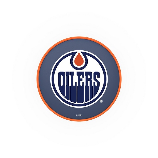 Holland Bar Stool Co 25" Edmonton Oilers Cushion Seat, 2-Ring Chrome Swivel Bar Stool - L7C125EDMOIL