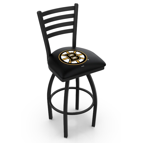 Holland Bar Stool Co 30" Blk Wrinkle Boston Bruins Swivel Bar Stool, Ladder Back - L01430BOSBRU