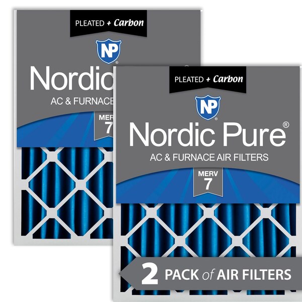 Nordic Pure 20x24x4 Plus Carbon Pleated Air Filter, High Capacity, MERV 7, 2 PK - 20X24X4M7+C-2