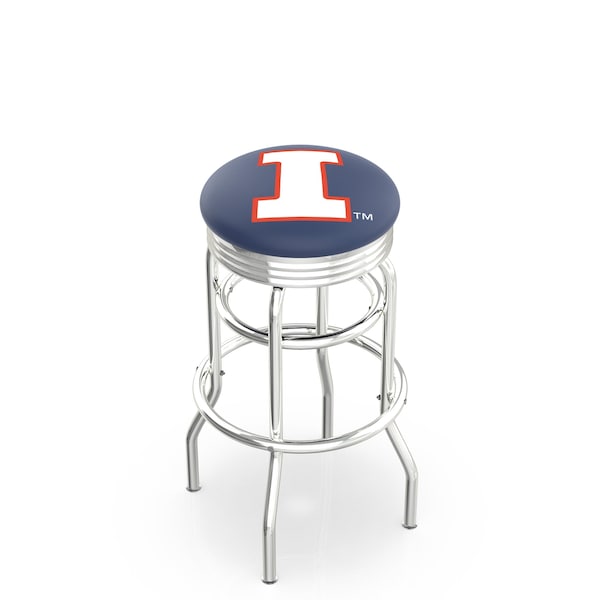 Holland Bar Stool Co 30" Chrome 2-Ring Illinois Swivel Bar Stool, Accent Ring - L7C3C30ILLINIU