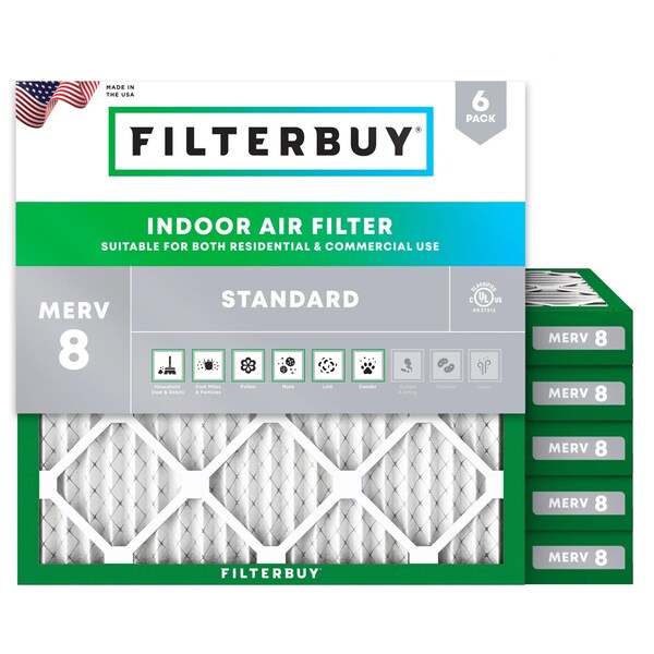 Aaf Flanders Pleated Air Filter, 20"x20"x2", MERV 8 - 80055.022020