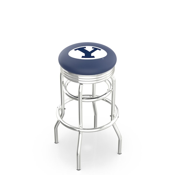 Holland Bar Stool Co 30" Chrome 2-Ring Brigham Young Swivel Bar Stool, Accent Ring - L7C3C30BRIGYN