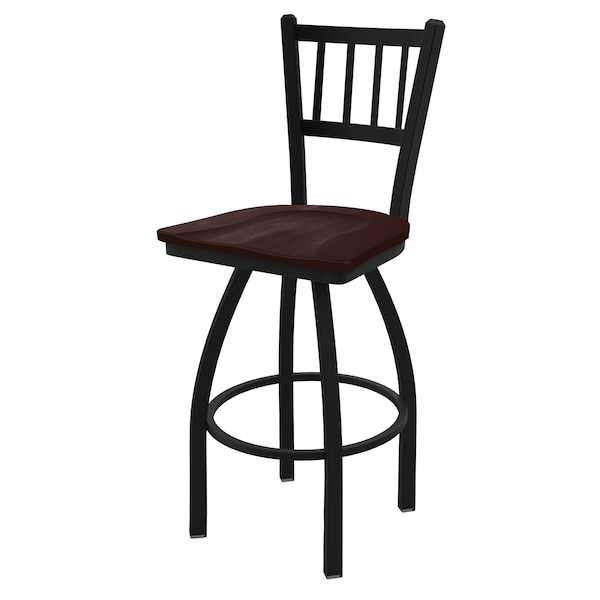 Holland Bar Stool Co 30" Swivel Bar Stool, Black Wrinkle, Dark Cherry Maple Seat - 81030BWDCMPL