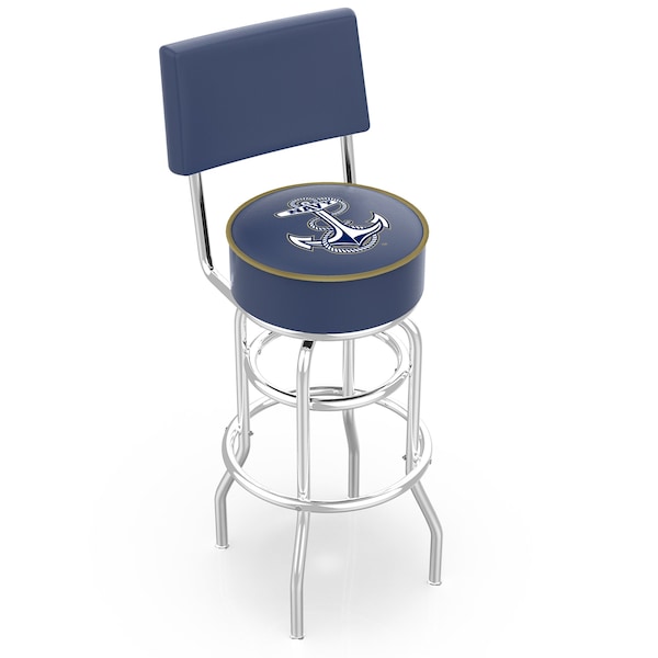 Holland Bar Stool Co 30" Chrome 2-Ring US Naval Academy NAVY Swivel Bar Stool, Back - L7C430USNAVA