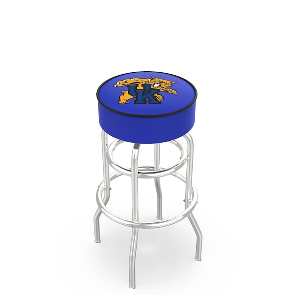 Holland Bar Stool Co 25" Kentucky "Wildcat" Cushion Seat, 2-Ring Chrome Swivel Bar Stool - L7C125UKYCAT