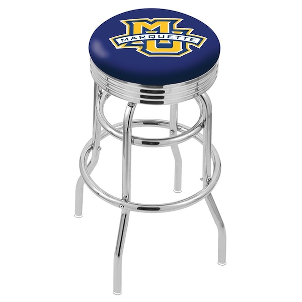Holland Bar Stool Co 30" Chrome 2-Ring Marquette Swivel Bar Stool, Accent Ring - L7C3C30MRQTTE